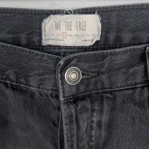 We The Free People Jeans Womens 27 Black Maggie Mid Rise Straight Leg Grunge Rip - Picture 5 of 16